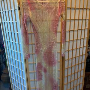 Rhinestone Mesh Gradient Dress